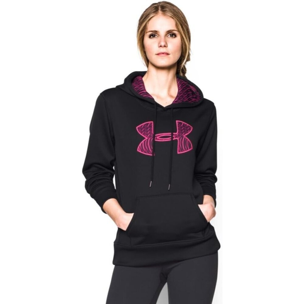 Under Armour Storm Black Pink Big Logo Fleece Lined Hoddie Jacket Women Small